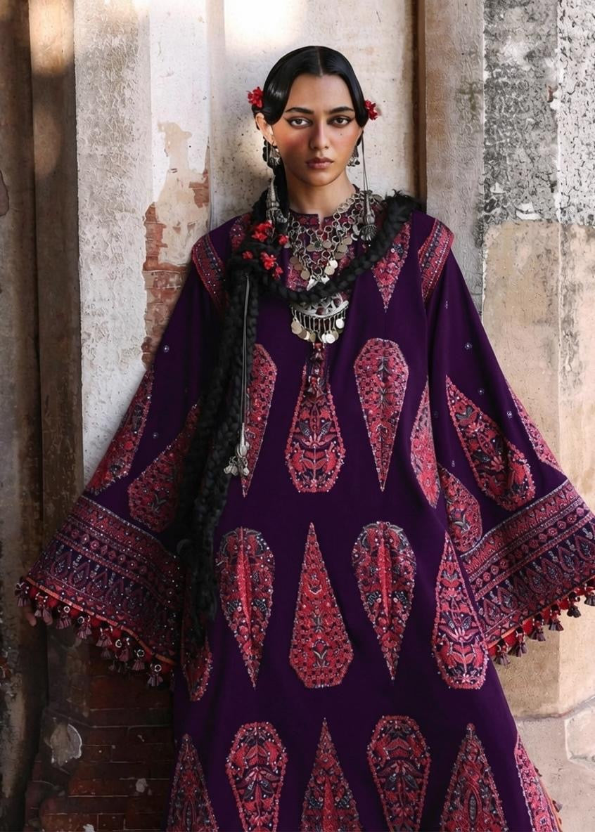 Hussain Rehar-Embroidered Lawn Unstitched 3PC with Embroidered Dupatta