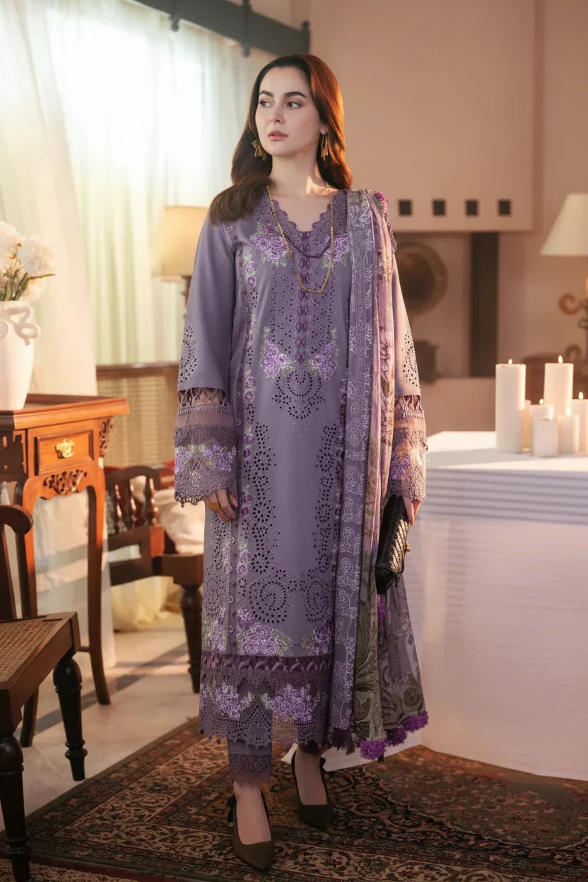 3 Piece - Unstitched Fully Embroidered Lawn Fabric